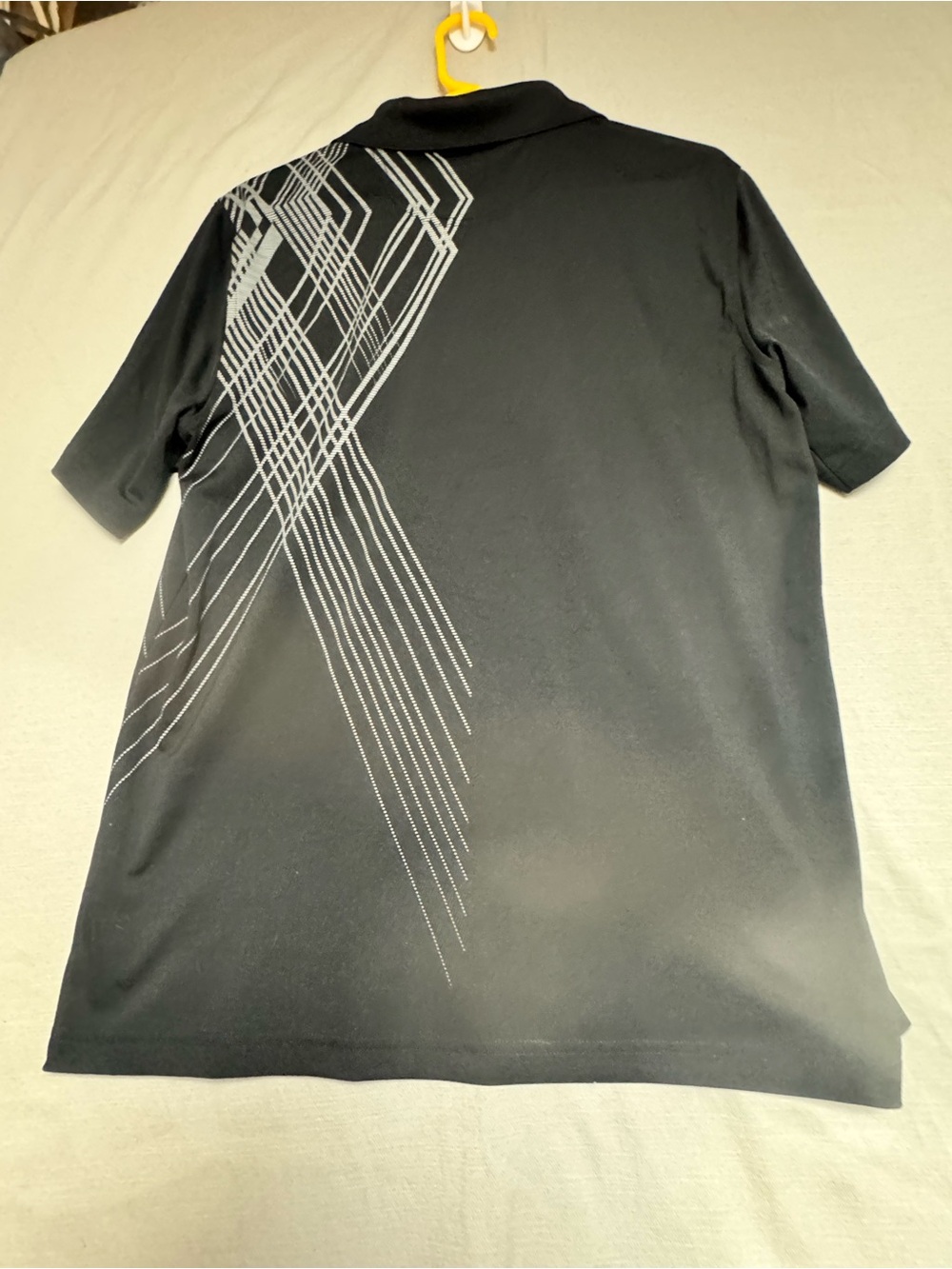 Men's Black Polo with Diagonal Silver Graphic